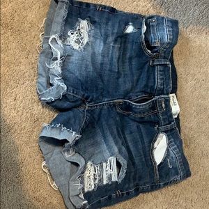 Ripped jean shorts